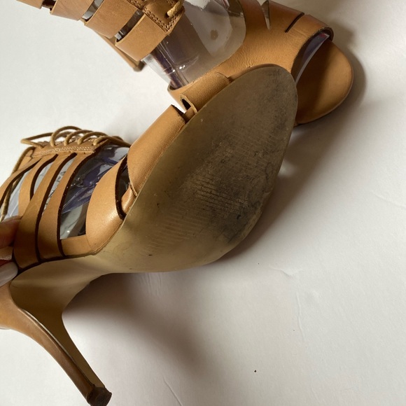 Shoemint Elizabeth Brown Leather/Lace up heel sz 8 - Picture 4 of 9